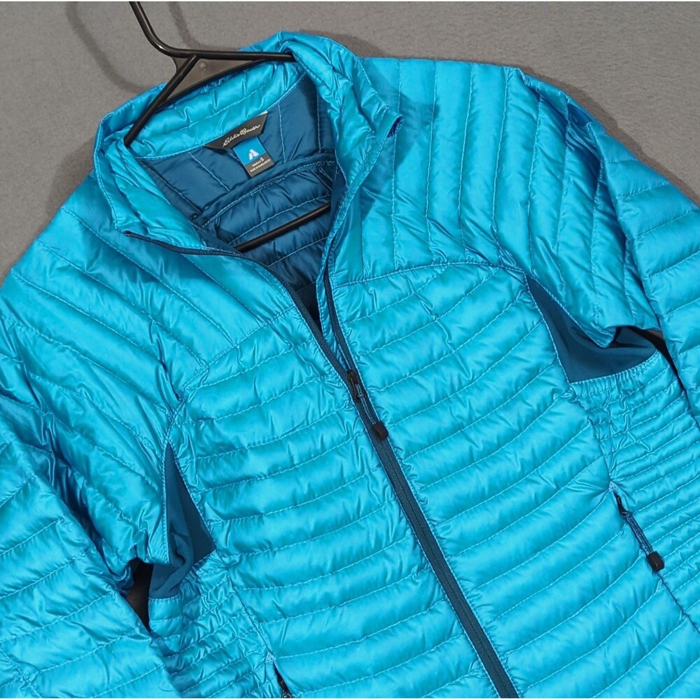 Eddie Bauer First Ascent Jacket Womens S Blue Goose Down Full Zip Puffer Outdoor